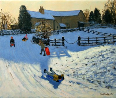Kinder rodeln, Monyash, Derbyshire von Andrew Macara